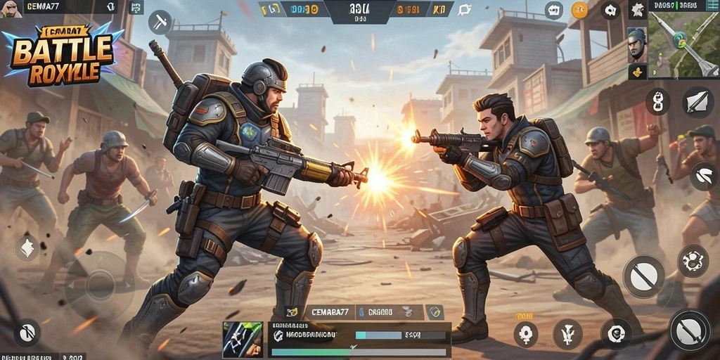 Tampilan gameplay CEMARA77 yang mendebarkan dalam pertempuran Battle Royale.