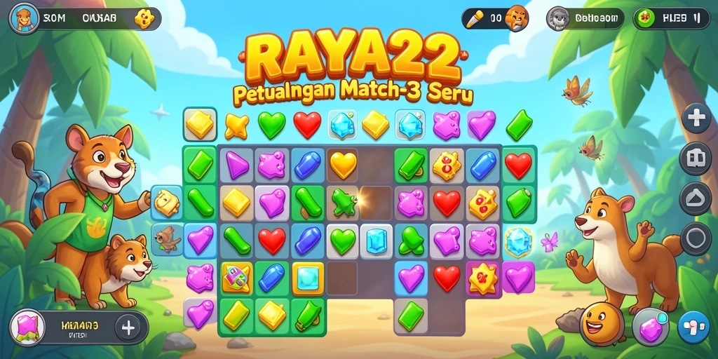 Tampilan gameplay RAYA22 yang seru dengan elemen Match-3.