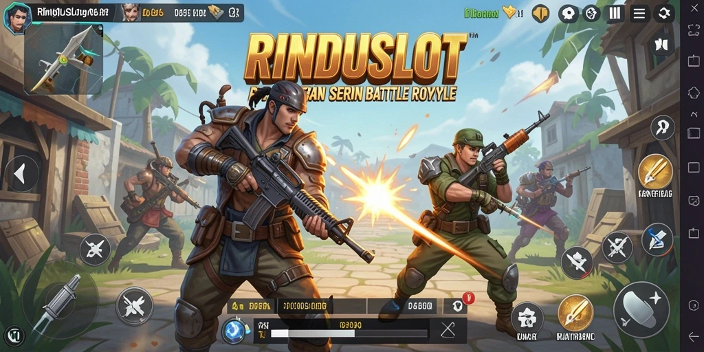 Screenshot gameplay RINDUSLOT menampilkan pertarungan intens antar pemain.