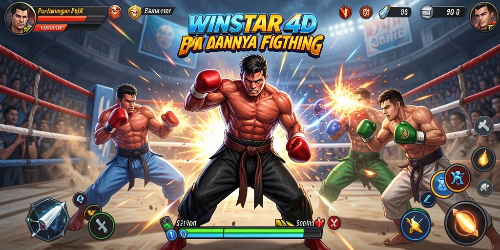Screenshot WINSTAR4D menampilkan aksi pertarungan yang mendebarkan.